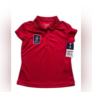 Izod Girls XS 6/6X Moisture Wicking Polo Shirt School Approved Red New